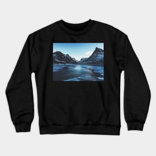 Innerdalen Lake and Mountain Range on Freezing Cold Winter Day (Norway) Crewneck Sweatshirt